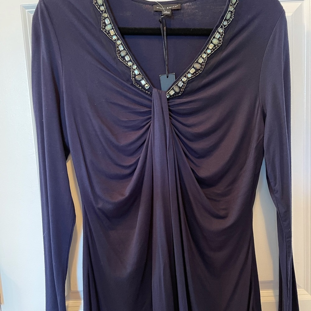 Navy rhinestone shirt